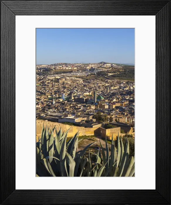 Framed Print : Elevated view across the Old Medina of Fes, Fes, Morocco Framed Print : Elevated view across the Old Medina of Fes, Fes, Morocco