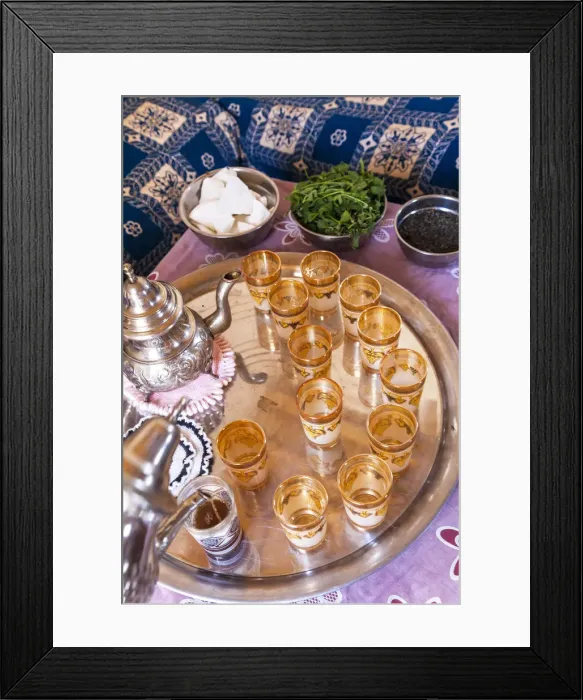 Framed Print : Pouring mint tea, Morocco Framed Print : Pouring mint tea, Morocco