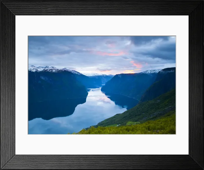 Framed Print : Elevated view over a dramatic bend in the Aurlands Fjord, Aurlands Fjord, Sogn og Framed Print : Elevated view over a dramatic bend in the Aurlands Fjord, Aurlands Fjord, Sogn og