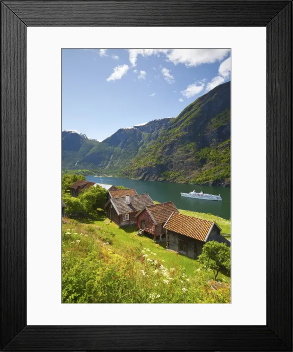 Framed Print : Elevated view over Otternes Bygdetun, Aurlands Fjord, Sogn og Fjordane, Norway Framed Print : Elevated view over Otternes Bygdetun, Aurlands Fjord, Sogn og Fjordane, Norway