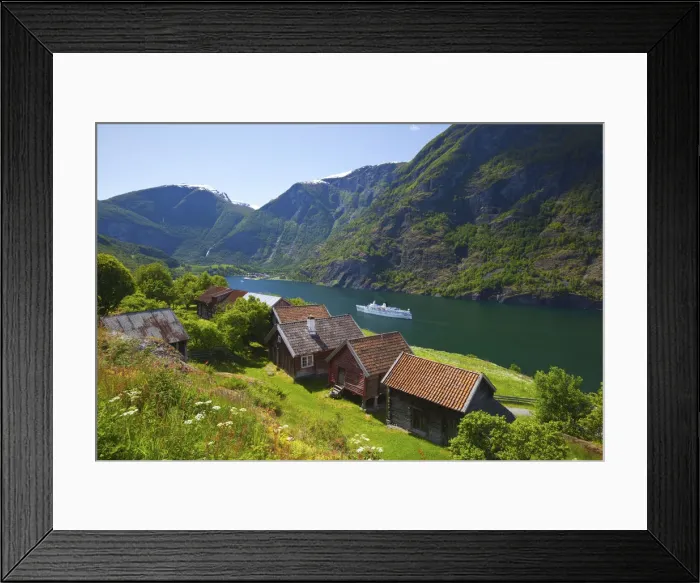 Framed Print : Elevated view over Otternes Bygdetun, Aurlands Fjord, Sogn og Fjordane, Norway Framed Print : Elevated view over Otternes Bygdetun, Aurlands Fjord, Sogn og Fjordane, Norway