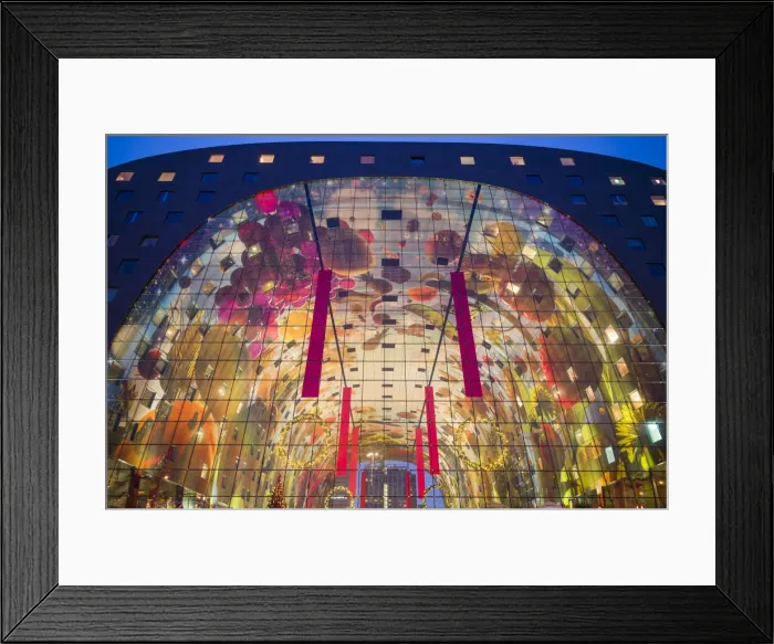 Framed Print : Netherlands, Rotterdam, Markthal foodhall, exterior, dusk Framed Print : Netherlands, Rotterdam, Markthal foodhall, exterior, dusk
