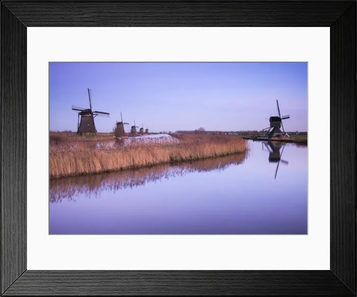 Framed Print : Netherlands, Kinderdijk, Traditional Dutch windmills, dusk Framed Print : Netherlands, Kinderdijk, Traditional Dutch windmills, dusk