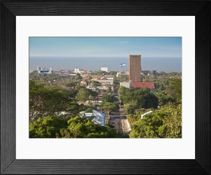 Framed Print : Nicaragua, Managua, View of City and Lake Managua from Park historico National Lomoa
