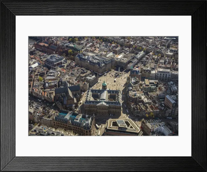 Framed Print : Aerial view of Dam Square and the Old City Centre Amsterdam, Netherlands