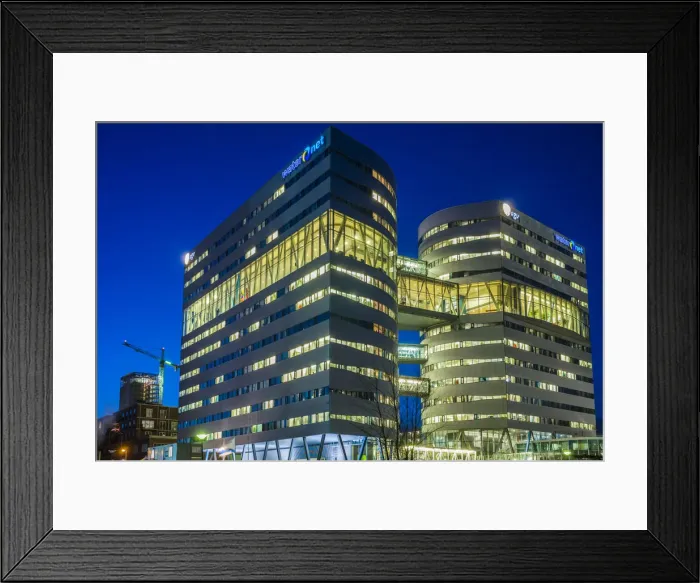 Framed Print : Netherlands, Amsterdam, Omval Commercial District, office towers, dawn Framed Print : Netherlands, Amsterdam, Omval Commercial District, office towers, dawn