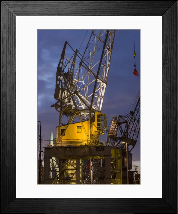 Framed Print : Netherlands, Rotterdam, outdoor Maritime Museum, cranes, dawn Framed Print : Netherlands, Rotterdam, outdoor Maritime Museum, cranes, dawn