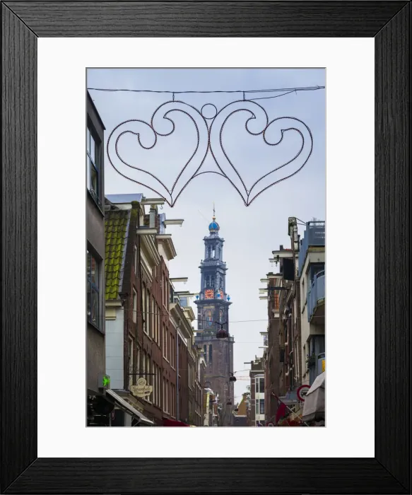 Framed Print : Netherlands, Amsterdam, Jordaan area, heart decoration and Westerkerk church Framed Print : Netherlands, Amsterdam, Jordaan area, heart decoration and Westerkerk church