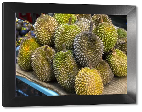 Malaysia, Kuala Lumpur, China Town, just off Petaling Street, street market, Durian