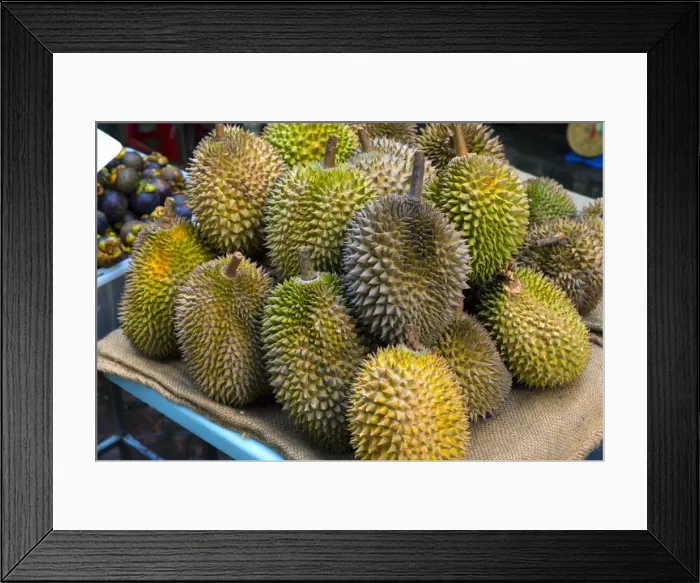 Framed Print : Malaysia, Kuala Lumpur, China Town, just off Petaling Street, street market, Durian Framed Print : Malaysia, Kuala Lumpur, China Town, just off Petaling Street, street market, Durian