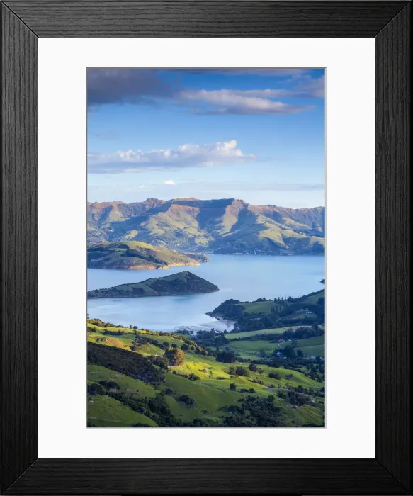 Framed Print : Elevated view over Banks Peninsular, Canterbury, South Island, New Zealand Framed Print : Elevated view over Banks Peninsular, Canterbury, South Island, New Zealand