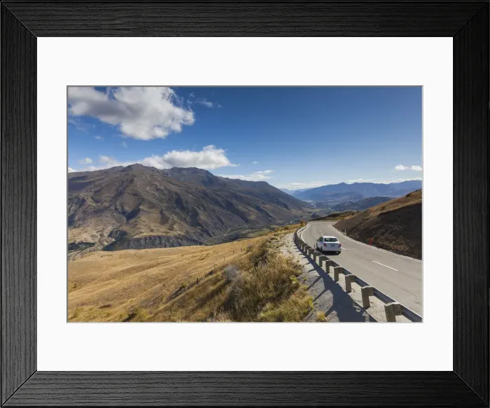 Framed Print : New Zealand, South Island, Otago, Cardrona-area, Crown Range Road, highest asphalt Framed Print : New Zealand, South Island, Otago, Cardrona-area, Crown Range Road, highest asphalt