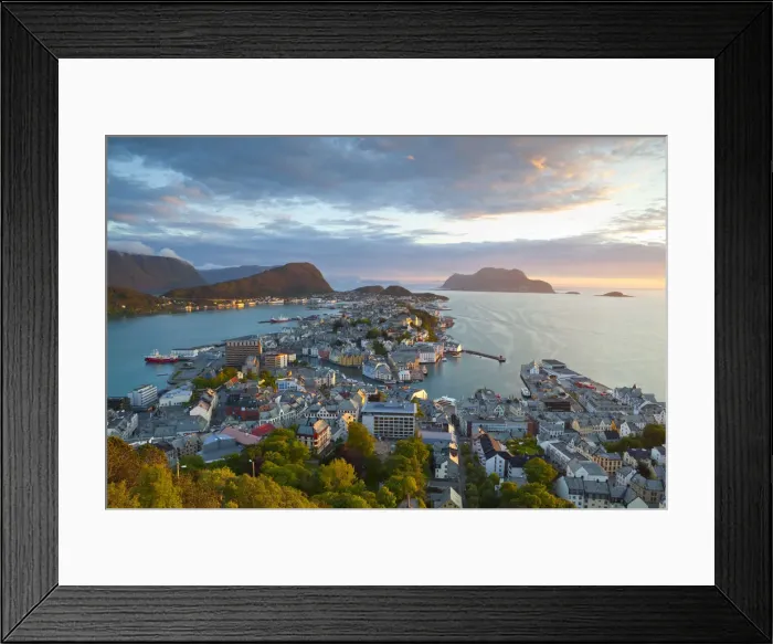 Framed Print : Elevated view over Alesund, Sunnmore, More og Romsdal, Norway Framed Print : Elevated view over Alesund, Sunnmore, More og Romsdal, Norway