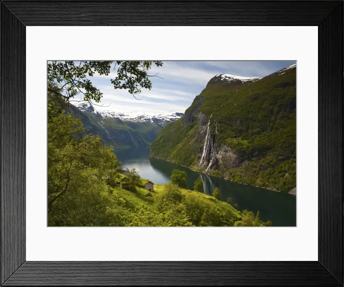 Framed Print : Old abandoned farm & the Seven Sisters waterfall, Geiranger Fjord, Geiranger, More