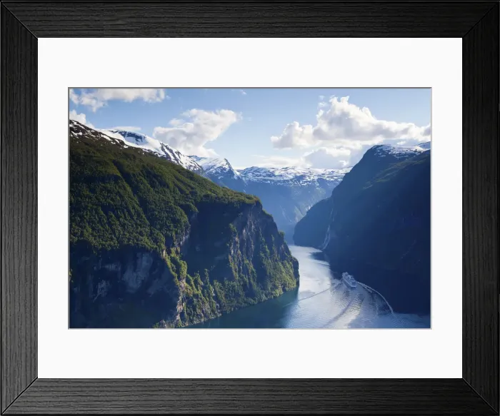 Framed Print : A Cruise Ship navigates through a bend in the dramatic Geiranger Fjord, Geiranger Framed Print : A Cruise Ship navigates through a bend in the dramatic Geiranger Fjord, Geiranger