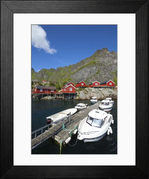 Framed Print : Traditional fishing huts (rorbuer) in the picturesque fishing village of A, A, Moskenesoy Framed Print : Traditional fishing huts (rorbuer) in the picturesque fishing village of A, A, Moskenesoy