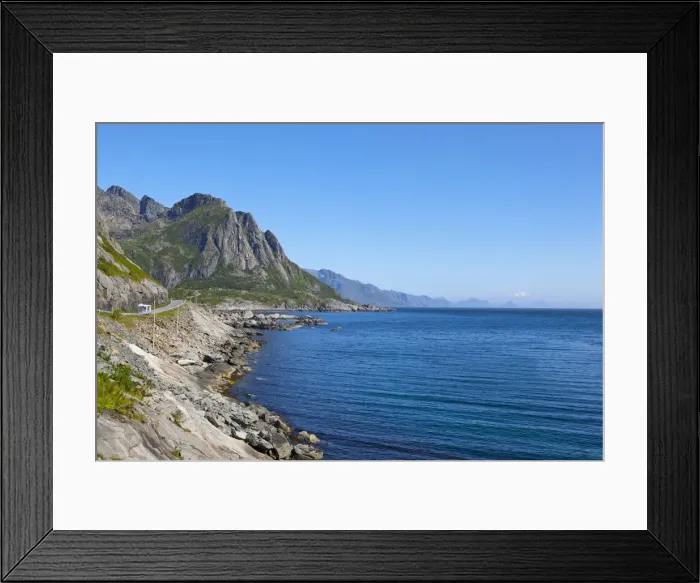 Framed Print : Dramatic coastal road, Moskenesoy, Lofoten Islands, Nordland, Norway Framed Print : Dramatic coastal road, Moskenesoy, Lofoten Islands, Nordland, Norway