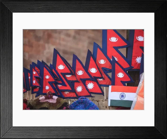 Framed Print : Nepal, Kathmandu, Durbar Square (UNESCO Site), nepalese flags Framed Print : Nepal, Kathmandu, Durbar Square (UNESCO Site), nepalese flags