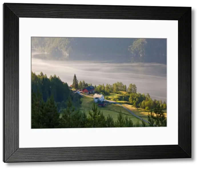 Framed Print : Early morning mist, Masfjorden, Hordaland, Norway Framed Print : Early morning mist, Masfjorden, Hordaland, Norway