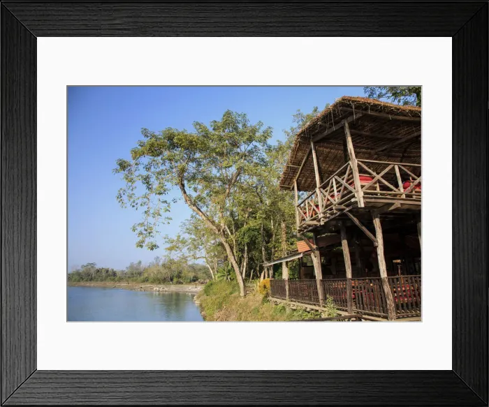 Framed Print : Nepal, Chitwan National Park, Lodge on Narayani River Framed Print : Nepal, Chitwan National Park, Lodge on Narayani River