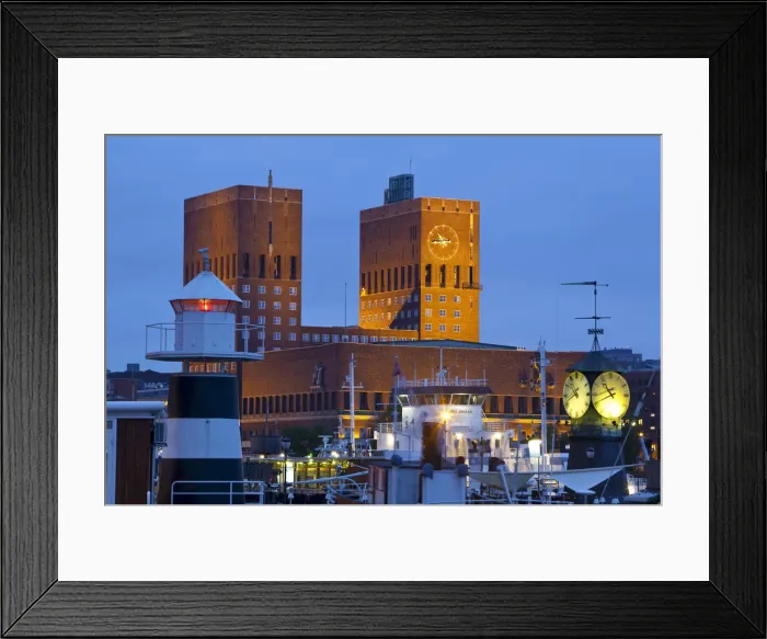 Framed Print : Radhuset (Town Hall) & harbour, Oslo, Norway