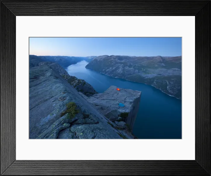 Framed Print : Tent on top of Preikestolen (Pulpit Rock), Norway Framed Print : Tent on top of Preikestolen (Pulpit Rock), Norway