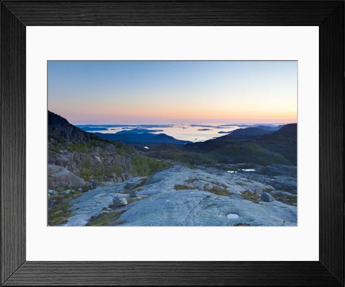 Framed Print : Looking towards Stavanger at dusk from the Light Fjord, Norway, RF Framed Print : Looking towards Stavanger at dusk from the Light Fjord, Norway, RF