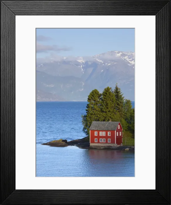 Framed Print : An idyllic rural island in the Hardanger Fjord, Hordaland, Norway Framed Print : An idyllic rural island in the Hardanger Fjord, Hordaland, Norway