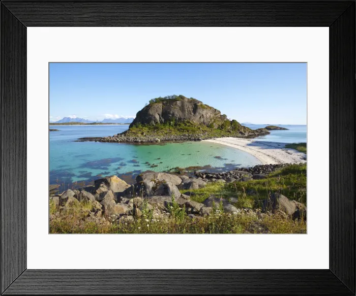 Framed Print : Isolated sandy beach near Raftsundet, Lofoten, Nordland, Norway Framed Print : Isolated sandy beach near Raftsundet, Lofoten, Nordland, Norway