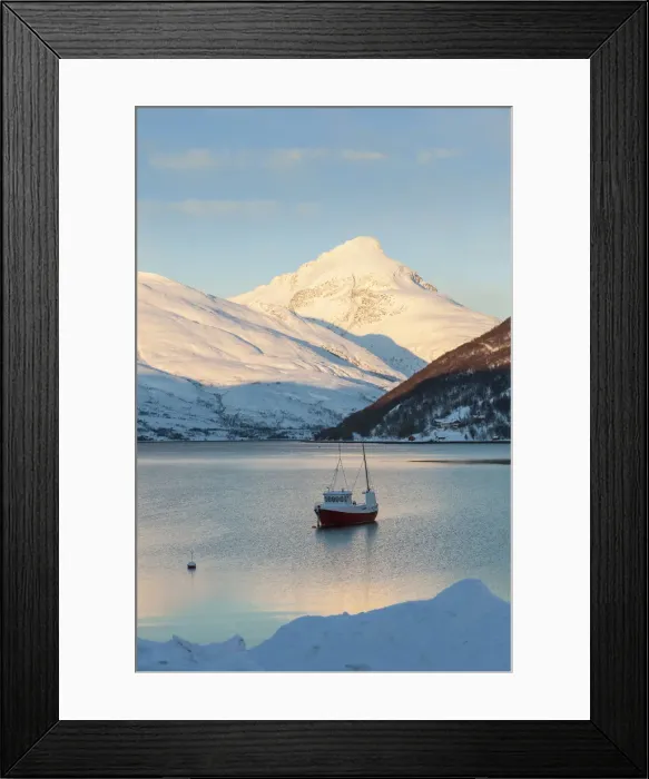 Framed Print : Fishing boat in Fjord, Kvaloya, Troms region, Norway Framed Print : Fishing boat in Fjord, Kvaloya, Troms region, Norway