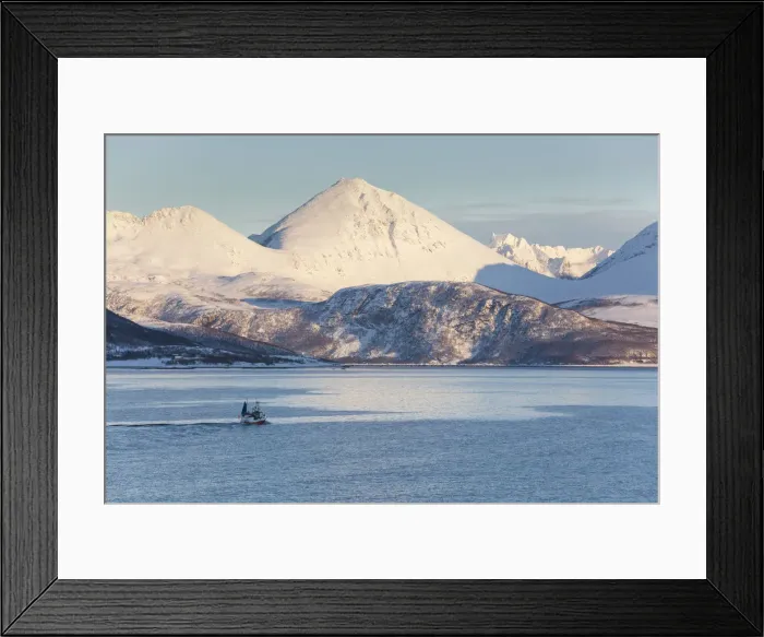 Framed Print : Fishing boat in Fjord, Kvaloya, Troms region, Norway Framed Print : Fishing boat in Fjord, Kvaloya, Troms region, Norway