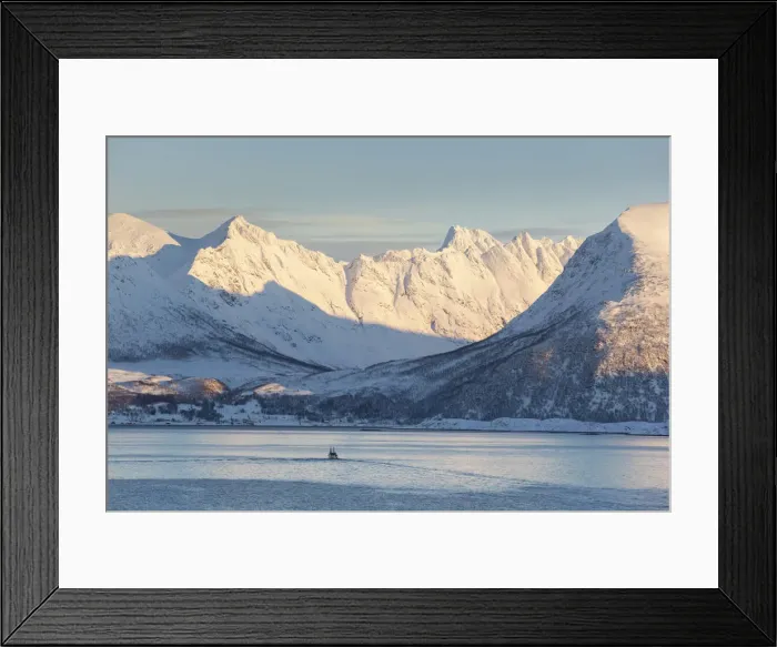 Framed Print : Fishing boat in Fjord, Kvaloya, Troms region, Norway Framed Print : Fishing boat in Fjord, Kvaloya, Troms region, Norway