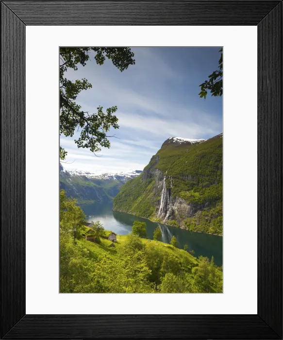 Framed Print : Old abandoned farm & the Seven Sisters waterfall, Geiranger Fjord, Geiranger, More Framed Print : Old abandoned farm & the Seven Sisters waterfall, Geiranger Fjord, Geiranger, More