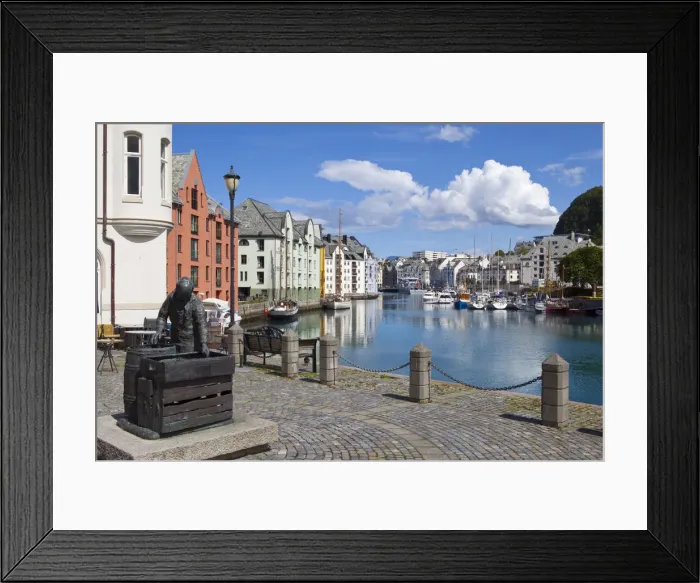 Framed Print : Old fishing warehouses in harbour, Alesund, Sunnmore, More og Romsdal, Norway Framed Print : Old fishing warehouses in harbour, Alesund, Sunnmore, More og Romsdal, Norway