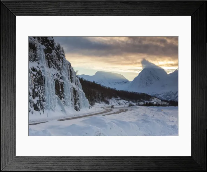 Framed Print : E8 Coastal highway in winter, Troms region, Norway Framed Print : E8 Coastal highway in winter, Troms region, Norway