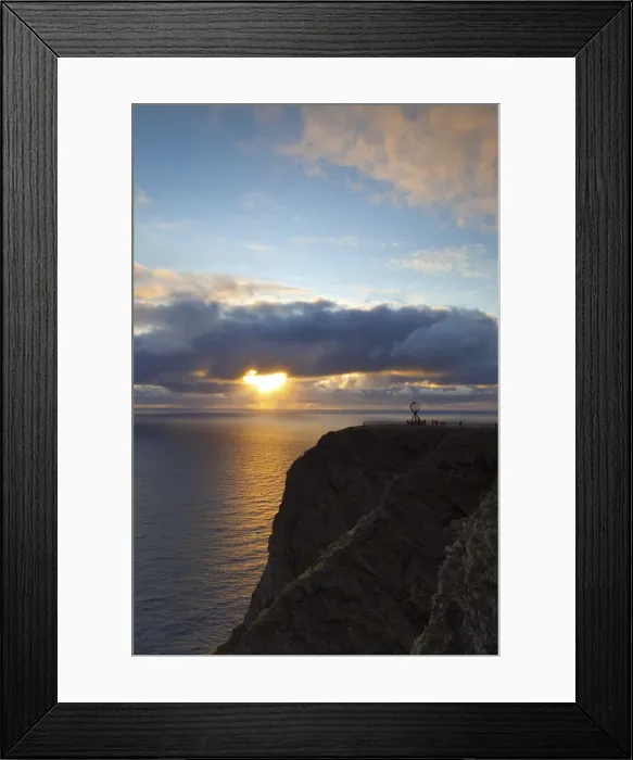 Framed Print : The Midnight Sun breaks through the clouds at Nordkapp, Finnmark, Norway Framed Print : The Midnight Sun breaks through the clouds at Nordkapp, Finnmark, Norway
