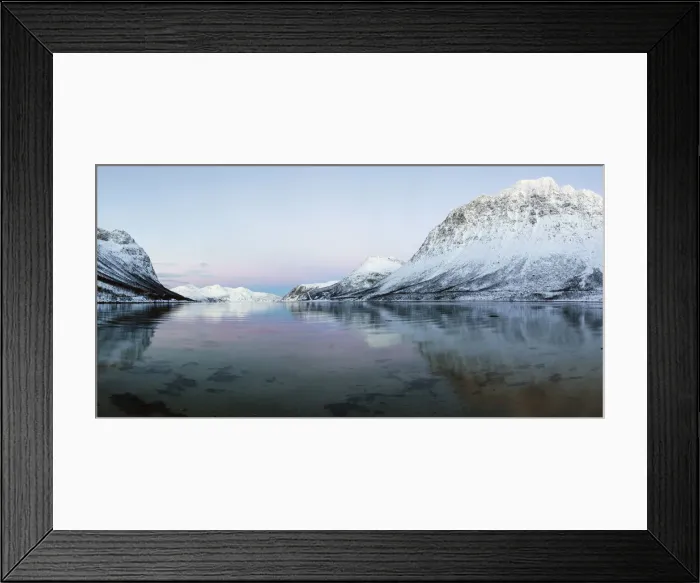 Framed Print : Snowy landscape on Kvaloya near Tromso, Troms region, Norway