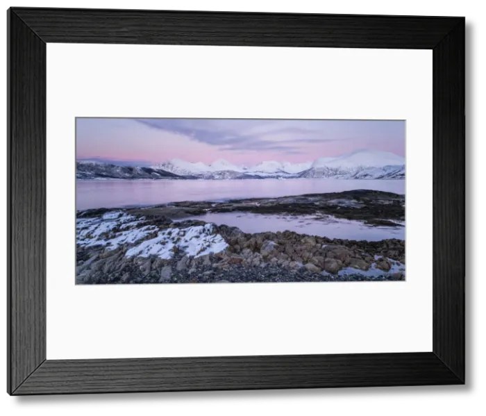 Framed Print : Kattfjorden, Kvaloya, Troms region, Arctic region, Norway