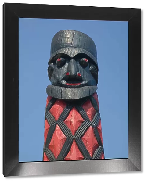 New Caledonia, Central Grande Terre Island, La Foa, totem pole display at the sculpture