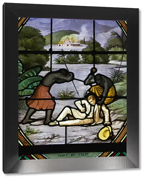 New Caledonia, Northern Grande Terre Island, BALADE, stained glass window commemorating