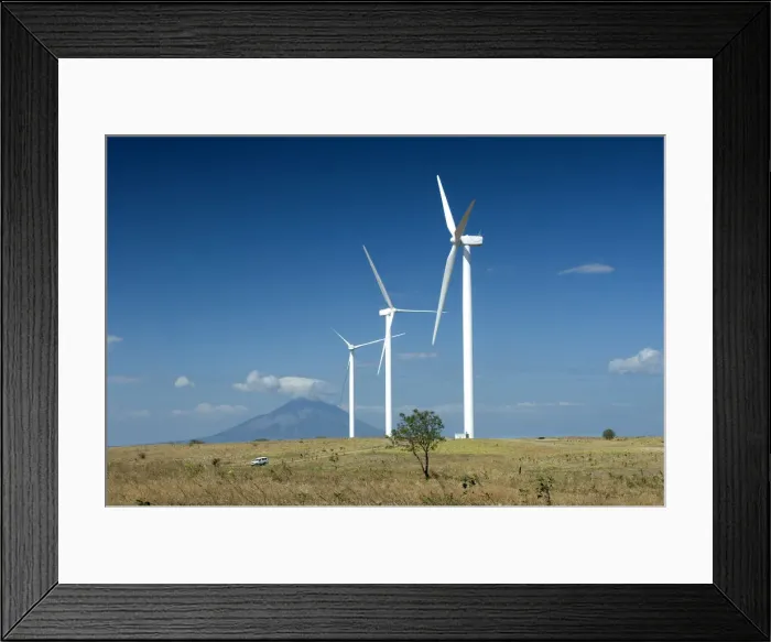 Framed Print : Nicaragua, Rivas, Windmills, Concepcion Volcano