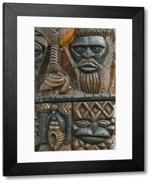 Framed Print : New Caledonia, Grande Terre Island, Noumea, Polynesian Carving detail on the MWA KA Framed Print : New Caledonia, Grande Terre Island, Noumea, Polynesian Carving detail on the MWA KA