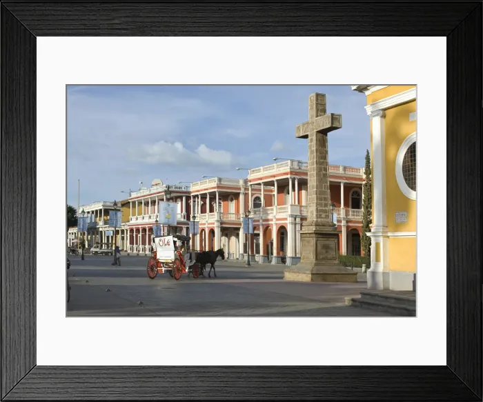 Framed Print : Nicaragua, Granada, Independence Plaza, Horse Carriage, Private Colonial Homes, Cruz Framed Print : Nicaragua, Granada, Independence Plaza, Horse Carriage, Private Colonial Homes, Cruz