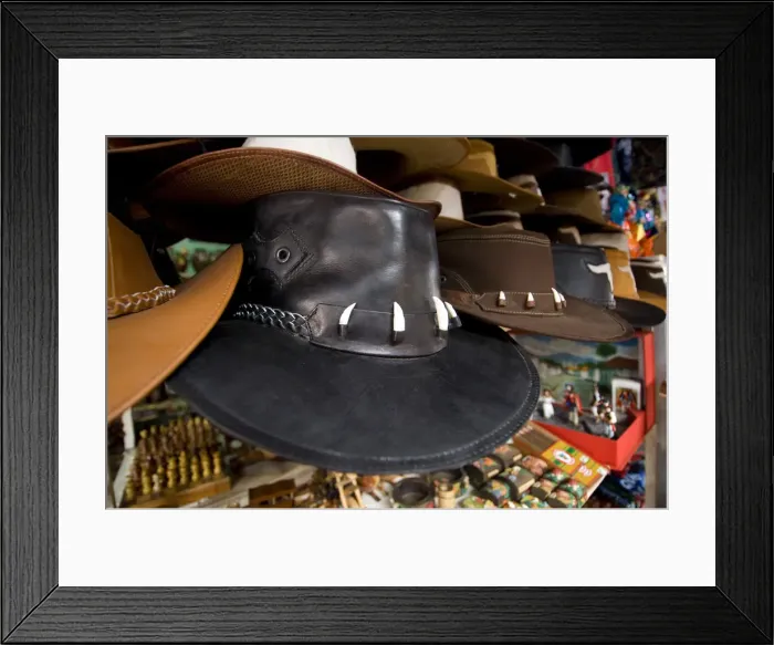 Framed Print : Nicaragua, Masaya, Mercado, Leather Hats, Alligator Teeth Framed Print : Nicaragua, Masaya, Mercado, Leather Hats, Alligator Teeth