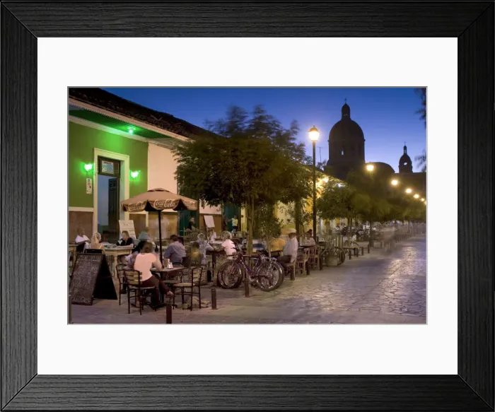 Framed Print : Nicaragua, Granada, Calle Calzada, Hotels, Restaurants, Tourists, Cathedral of Granada Framed Print : Nicaragua, Granada, Calle Calzada, Hotels, Restaurants, Tourists, Cathedral of Granada