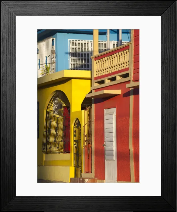 Framed Print : Puerto Rico, South Coast, Yauco, colorful buildings Framed Print : Puerto Rico, South Coast, Yauco, colorful buildings