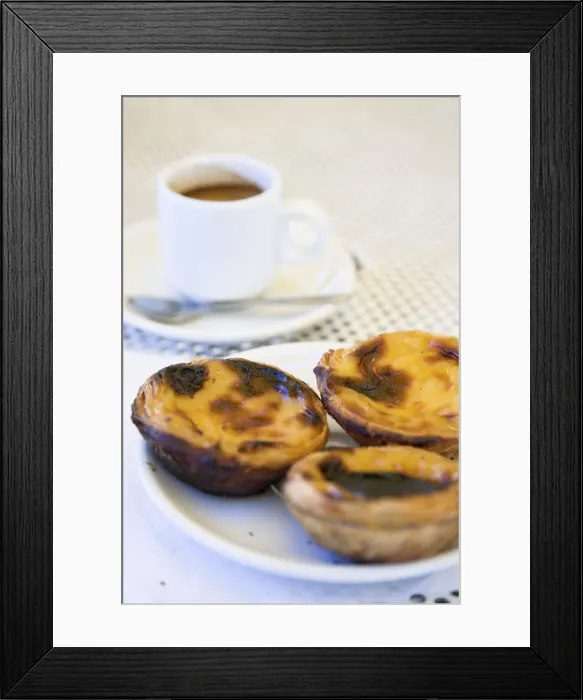 Framed Print : Pasteis de Belem (Custard tarts) and coffee, Lisbon, Portugal Framed Print : Pasteis de Belem (Custard tarts) and coffee, Lisbon, Portugal