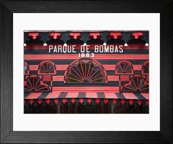 Framed Print : Puerto Rico, South Coast, Ponce, Plaza Las Delicias, Historic Parque de Bombas Building