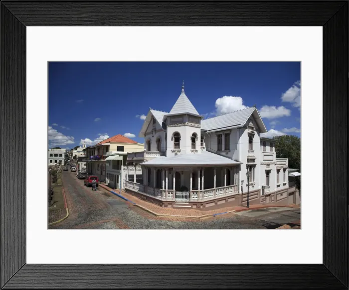 Framed Print : Puerto Rico, West Coast, St German, Plaza Santo Domingo, Casa Morales Framed Print : Puerto Rico, West Coast, St German, Plaza Santo Domingo, Casa Morales