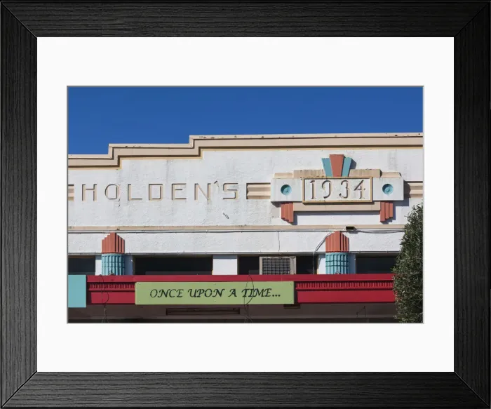 Framed Print : New Zealand, North Island, Hawkes Bay, Hastings, art deco building detail